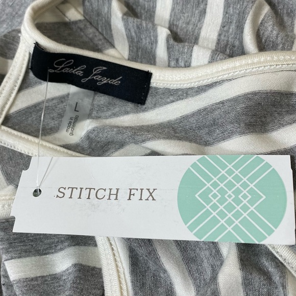 NWT Laila Jayde Naila V-Neck Knit striped Racerback spaghetti strap top Sz L - Picture 7 of 8